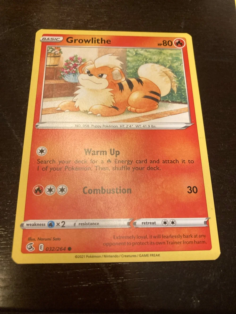 Pokemon Growlithe Red and Yellow Fire-Type Trading Card